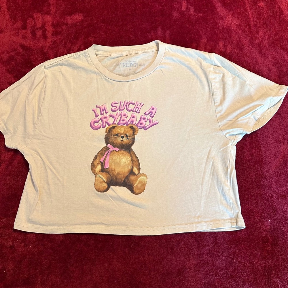 Melanie Martinez‎ Trilogy Tour Crybaby Teddy Bear Crop T-Shirt Tan Pink  M